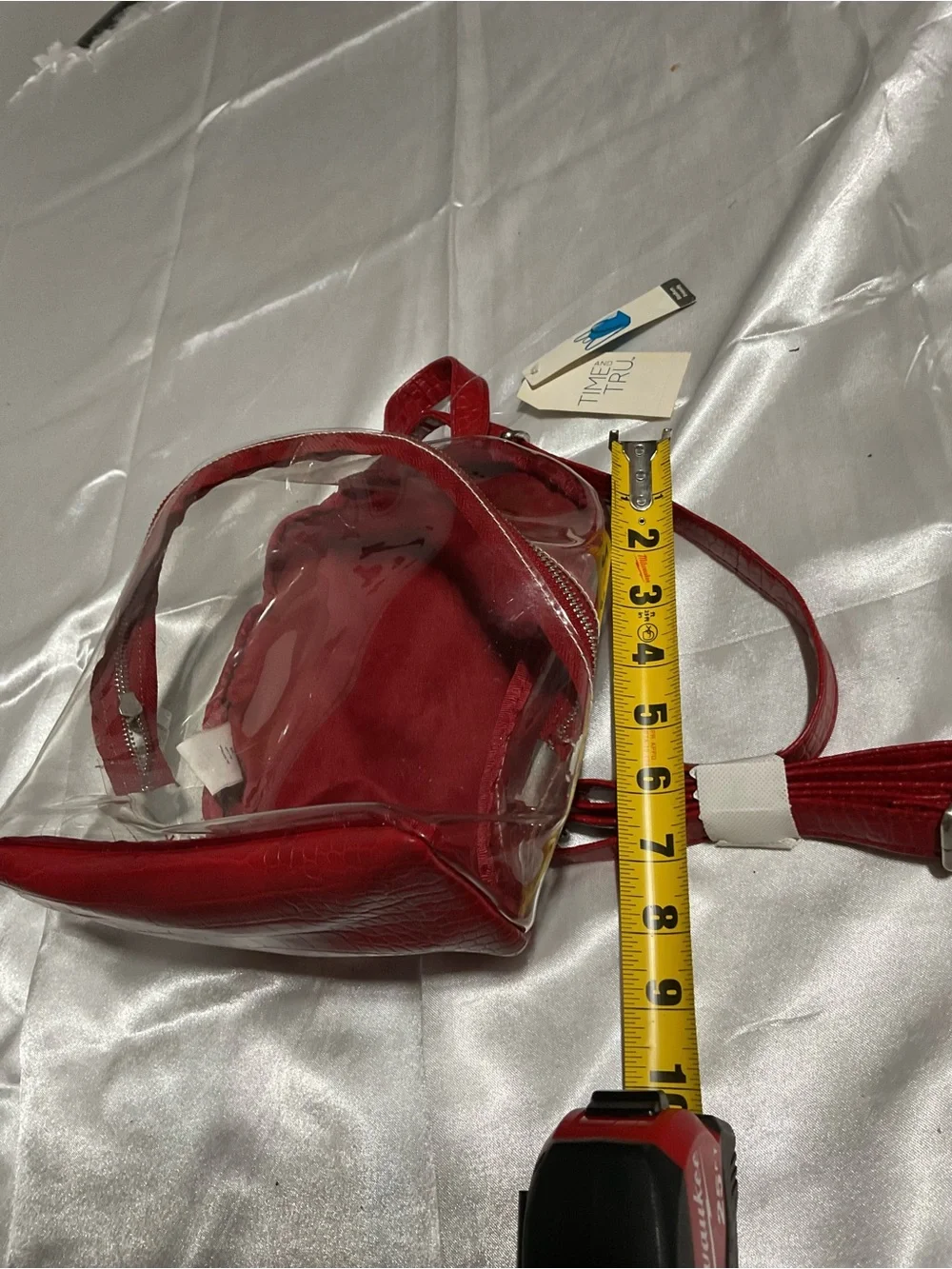 Time and Tru Clear Backpack with Red Interior Trim